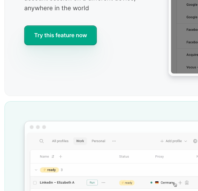 Accounts dashboard
